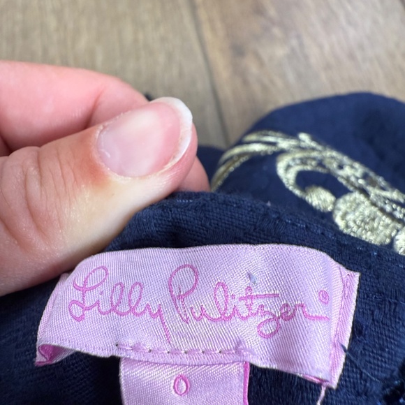 Lilly Pulitzer Women's Demi Strapless Navy Gold Embroidered Dress Size 0 Formal - Picture 7 of 11